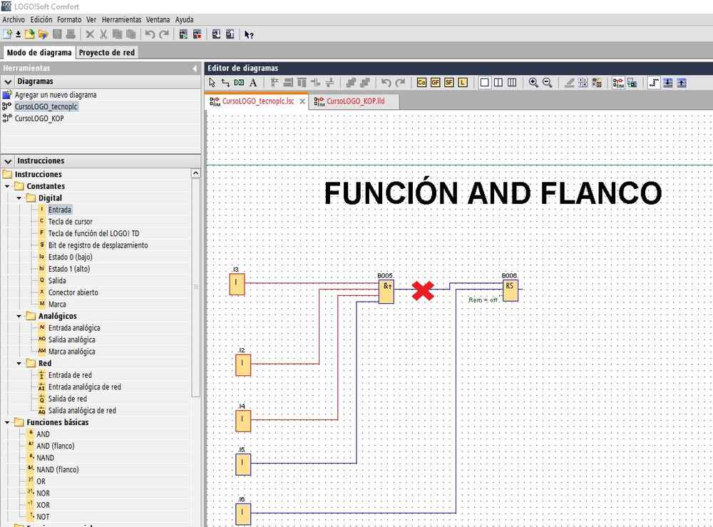 Función AND Flanco LOGO Siemens no deja pasar la señal