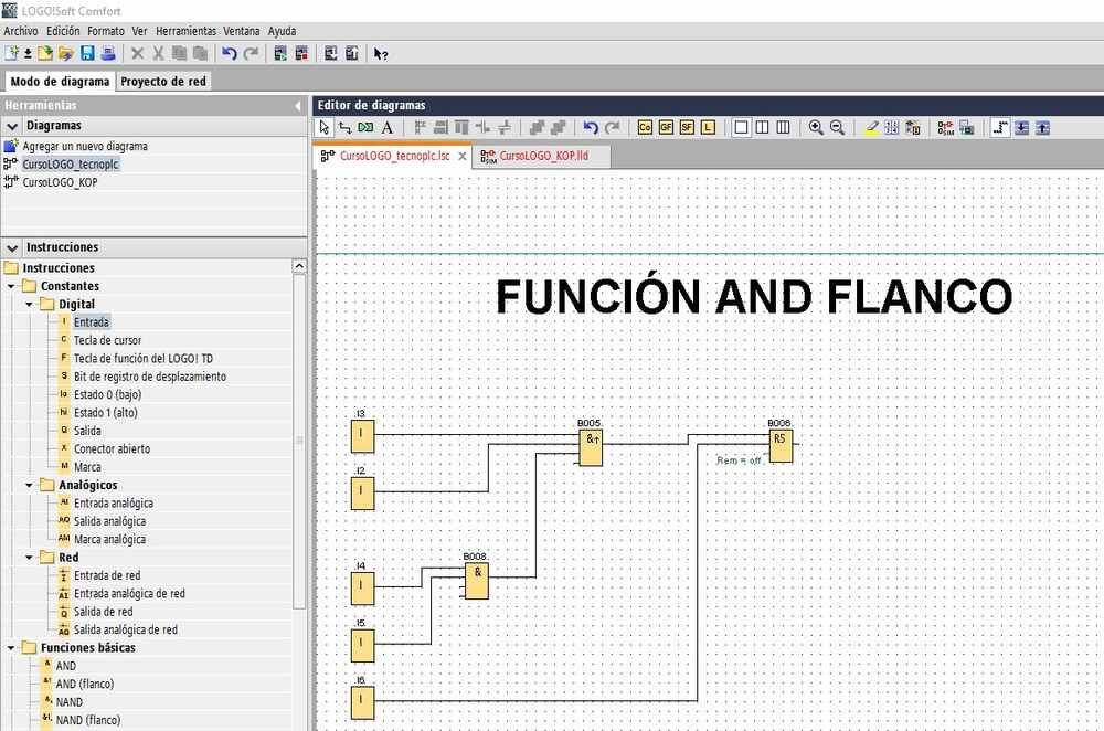 Utilizar varias condiciones previas para una entrada de la Función AND Flanco LOGO Siemens